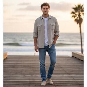 Goodthreads Linen Button Up Shirt Mens XL Summer Western Lightweight Casual